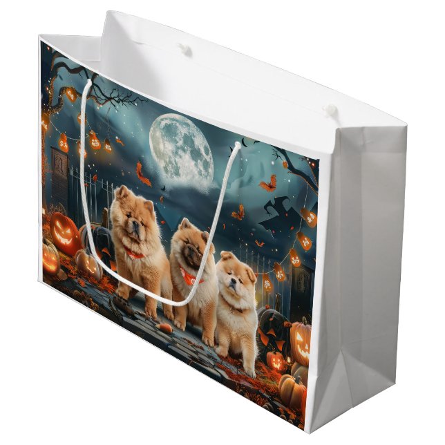 Chow Chow Halloween Spooky Große Geschenktüte (Vorderseite Schrägansicht)