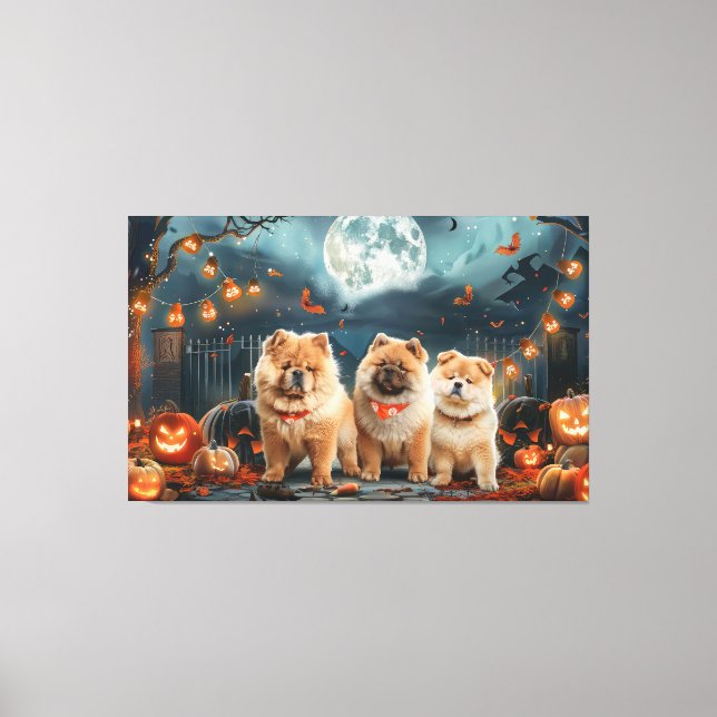 Chow Chow Halloween Spooky Leinwanddruck (Vorderseite)