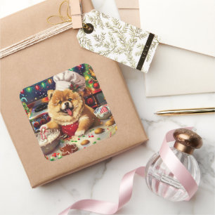 Chow Chow Holiday Baking: Feierliche Weihnachten Quadratischer Aufkleber