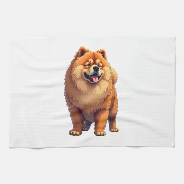 Chow-Chow-Hund Chinesische Hunderasse für einen Ch Geschirrtuch (Horizontal)