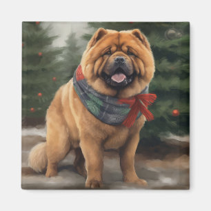 Chow-Chow-Hund im Schnee Weihnachten Magnet
