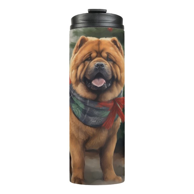 Chow Chow Hund im Schnee Weihnachten Thermosbecher (Vorderseite)