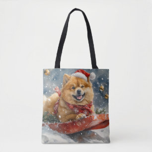 Chow Chow Hund in Sledge Lass es Schnee Weihnachte Tasche
