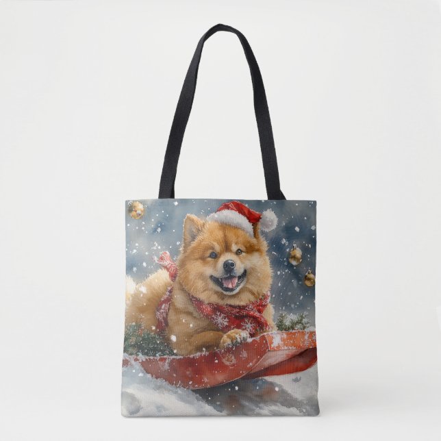 Chow Chow Hund in Sledge Lass es Schnee Weihnachte Tasche (Vorderseite)