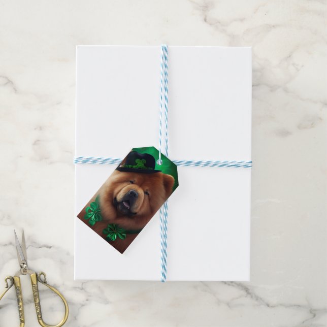 Chow Chow Hund in St. Patrick's Day Dress Geschenkanhänger (Mit Garn)