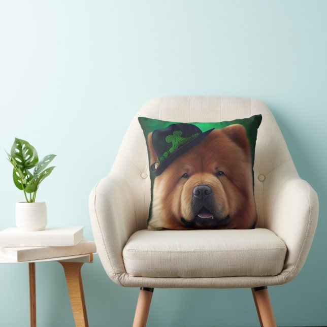 Chow Chow Hund in St. Patrick's Day Dress Kissen (Stuhl )