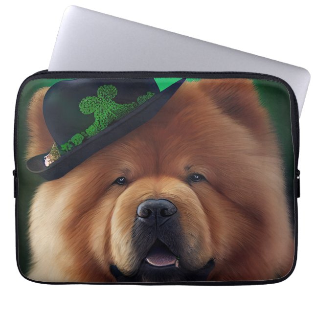 Chow Chow Hund in St. Patrick's Day Dress Laptopschutzhülle (Vorderseite)