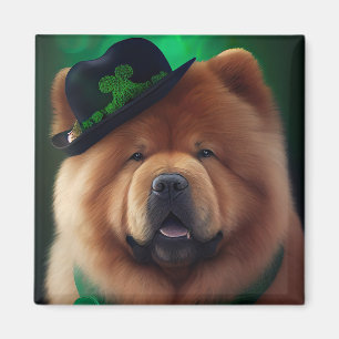 Chow Chow Hund in St. Patrick's Day Dress Magnet