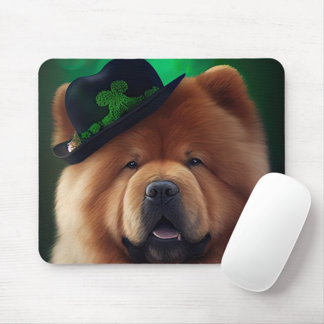 Chow Chow Hund in St. Patrick's Day Dress Mousepad (Mit Mouse)