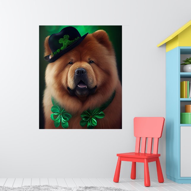 Chow Chow Hund in St. Patrick's Day Dress Poster (Kinderzimmer 1)