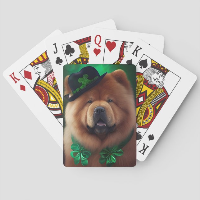 Chow Chow Hund in St. Patrick's Day Dress Spielkarten (Rückseite)