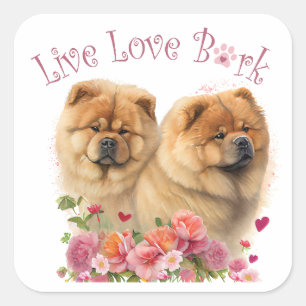 Chow Chow Hund Mama Floral Quadratischer Aufkleber