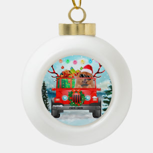 Chow Chow Hund mit Weihnachtsgeschenken Keramik Kugel-Ornament