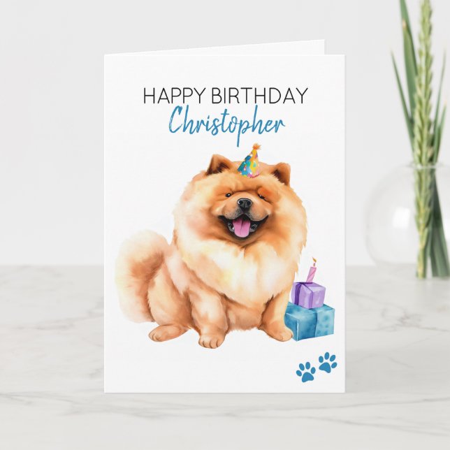 Chow Chow Hund Personalisiert Happy Geburtstag Karte (Vorderseite)