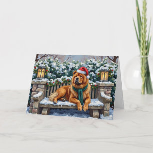 Chow Chow Hund Serene Wintergarten Weihnachtskunst Karte