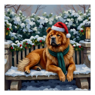 Chow Chow Hund Serene Wintergarten Weihnachtskunst Poster