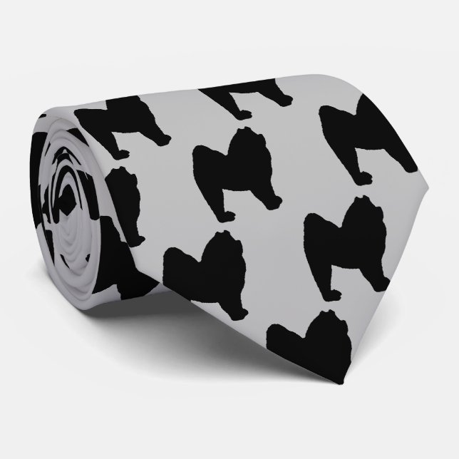 Chow Chow Hund Silhouette Krawatte (Gerollt)