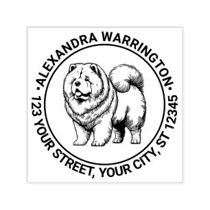 Chow-Chow-Hund stehend Name Rücksendeadresse Permastempel