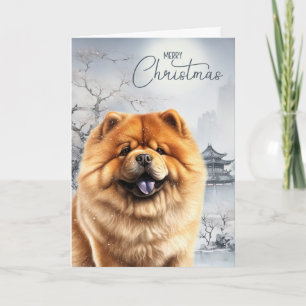 Chow-Chow-Hund und schneereicher chinesischer Wint Feiertagskarte