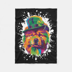 Chow Chow Hundekopf Irischer Lustiger St Patricks Fleecedecke