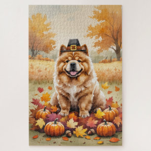 Chow Chow im Herbstlaub Erntedank Kunst