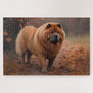 Chow Chow im Herbstlaubfall inspiriert