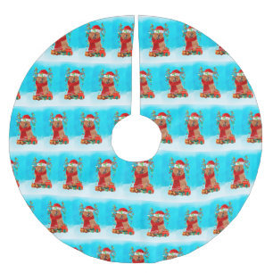 Chow Chow im Schnee mit Weihnachtsgeschenke Polyester Weihnachtsbaumdecke