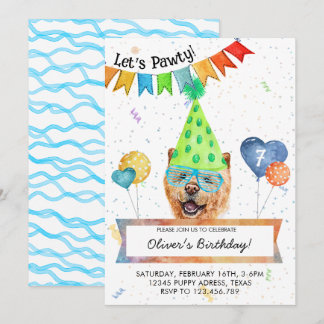 Chow Chow Lasse Pawty Hund Geburtstagsparty Einladung