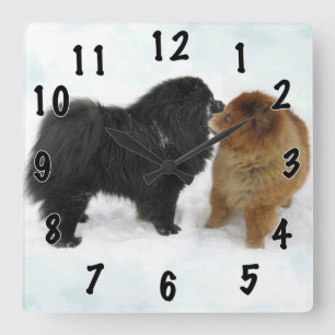 Chow-Chow-Liebe Quadratische Wanduhr