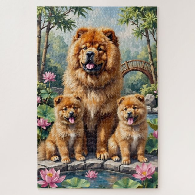 Chow Chow Lotusgarten Kunst (Vertikal)