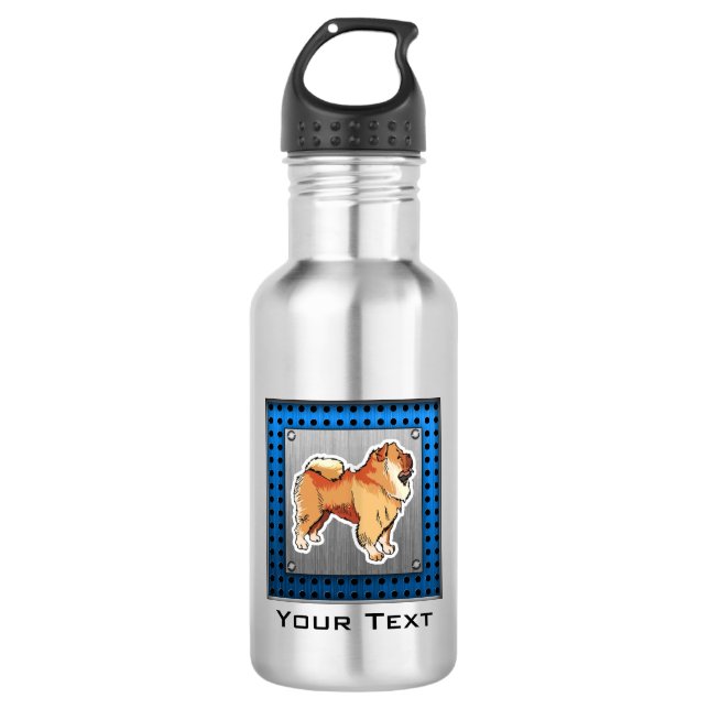 Chow-Chow; Metallblick Edelstahlflasche (Vorderseite)