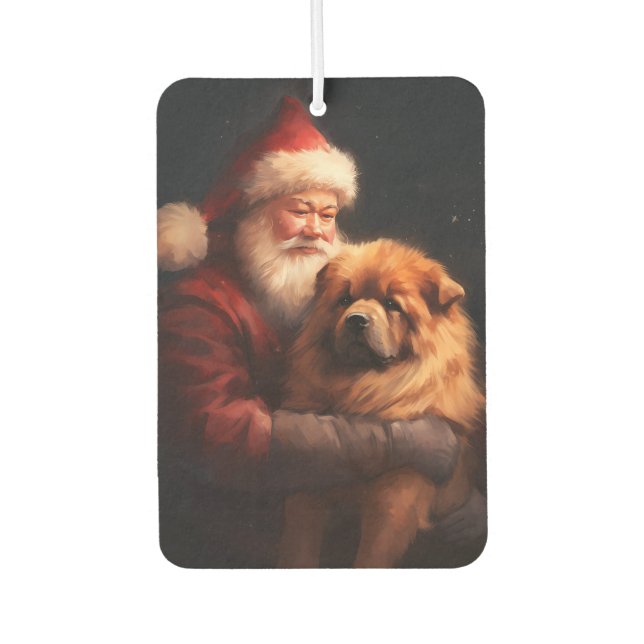 Chow Chow mit dem Weihnachtsmann Weihnachten Autolufterfrischer (Vorderseite)