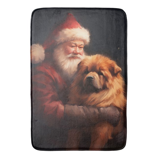 Chow Chow mit dem Weihnachtsmann Weihnachten Badematte (Vorderseite Vertikal)