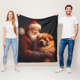 Chow Chow mit dem Weihnachtsmann Weihnachten Fleecedecke