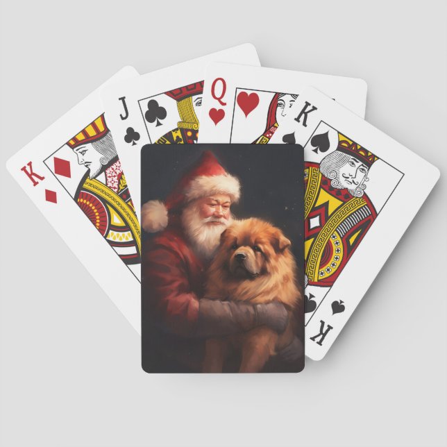 Chow Chow mit dem Weihnachtsmann Weihnachten Spielkarten (Rückseite)