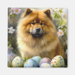 Chow Chow mit Ostereier Urlaub Magnet