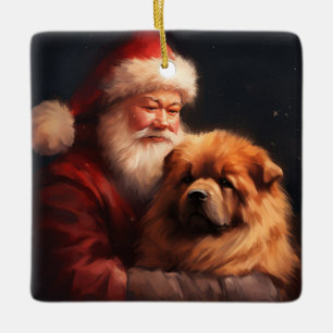 Chow Chow mit Santa Claus Festives Weihnachten  Keramikornament