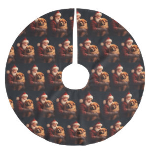 Chow Chow mit Weihnachtsmann Festliches Weihnachte Polyester Weihnachtsbaumdecke