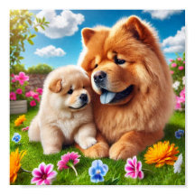 Chow Chow Mutter und ihr Welpe