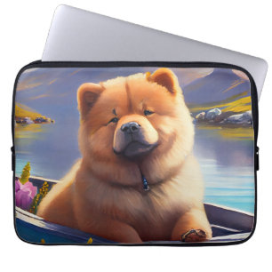 Chow Chow on a Paddle: Ein Landschaftliches Abente Laptopschutzhülle