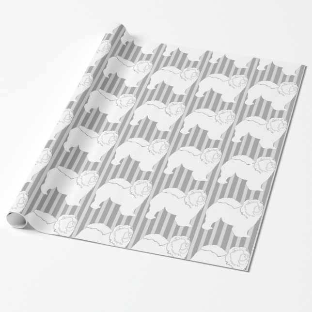 Chow-Chow Packpapier weiß Silhouette grau (Ungerollt)