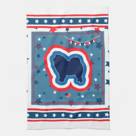 Chow Chow Patriotic rot weiß und blau 4. Juli Geschirrtuch