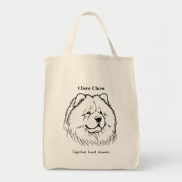 Chow Chow Portrait Black Line Illustration Tragetasche