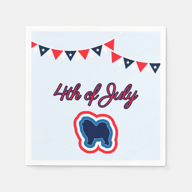 Chow Chow Red White und Blue 4. Juli Serviette (Vorderseite)