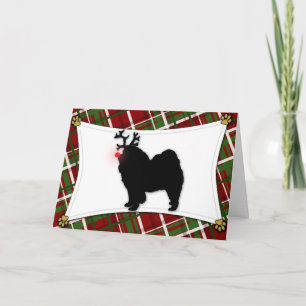 Chow Chow Reindeer Christmas Card Feiertagskarte