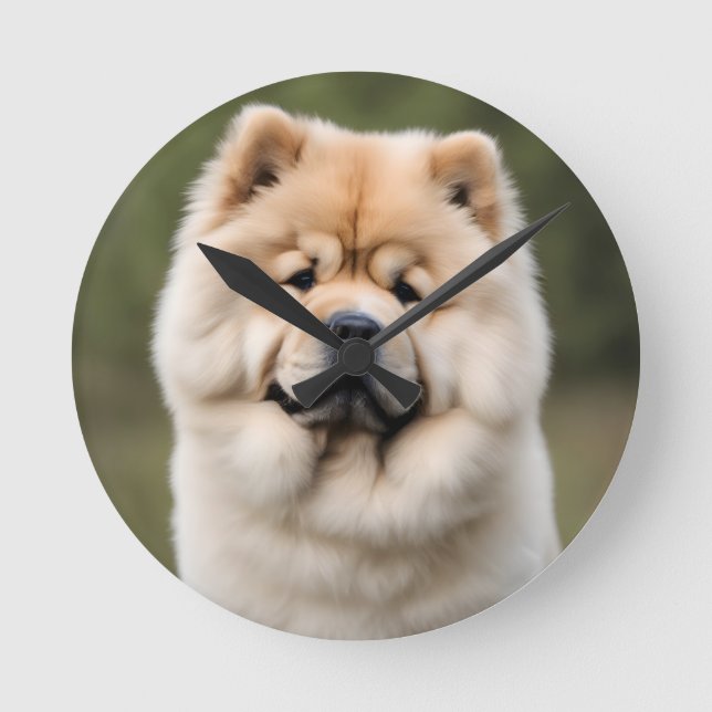 Chow Chow Runde Wanduhr (Vorderseite)