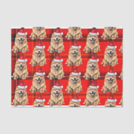 Chow Chow Santa Dog an Karierten Weihnachtsfeierta Seidenpapier