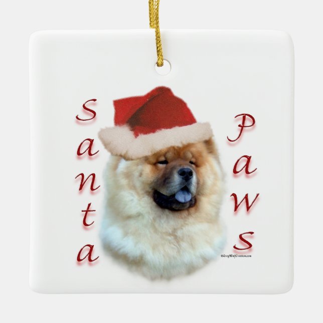 Chow Chow Santa Paws Keramikornament (Vorderseite)