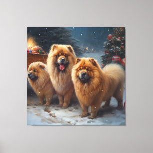 Chow Chow Schnee-Schlitten-Weihnachtsdekoration   Leinwanddruck