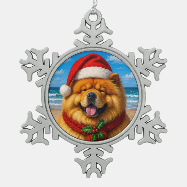 Chow Chow  Schneeflocken Zinn-Ornament (Vorderseite)